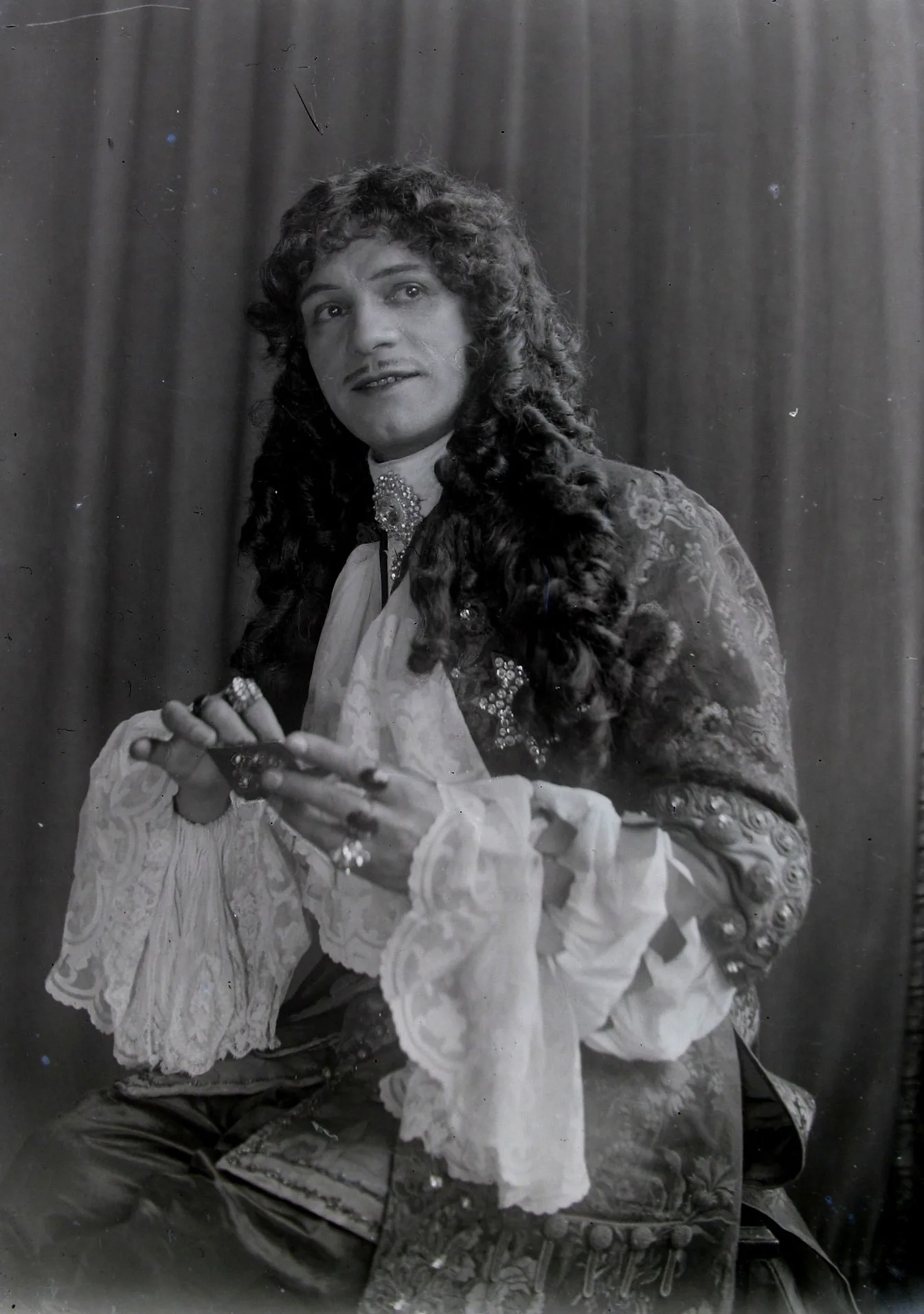 Vintage portrait in stage costume and wig Vintage portrait in stage costume and wig
